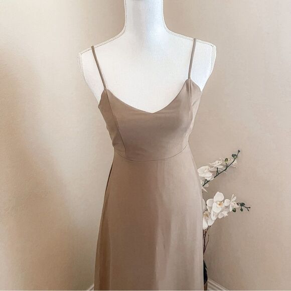 Show Me Your Mumu Faith Brown Dune Chiffon Maxi Bridal Party Dress SZ XS NWOT - Picture 8 of 11